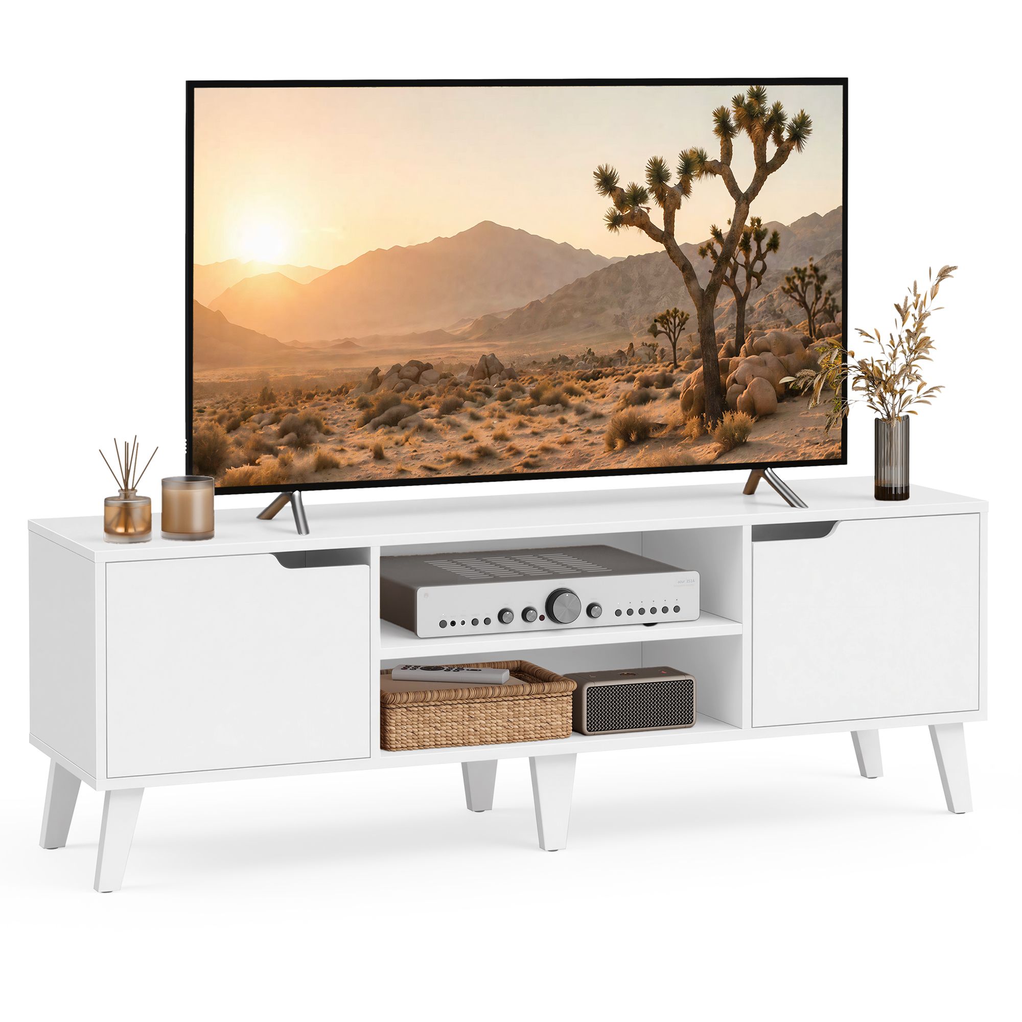 TV cabinet with adjustable shelf for TVs up to 65 inches