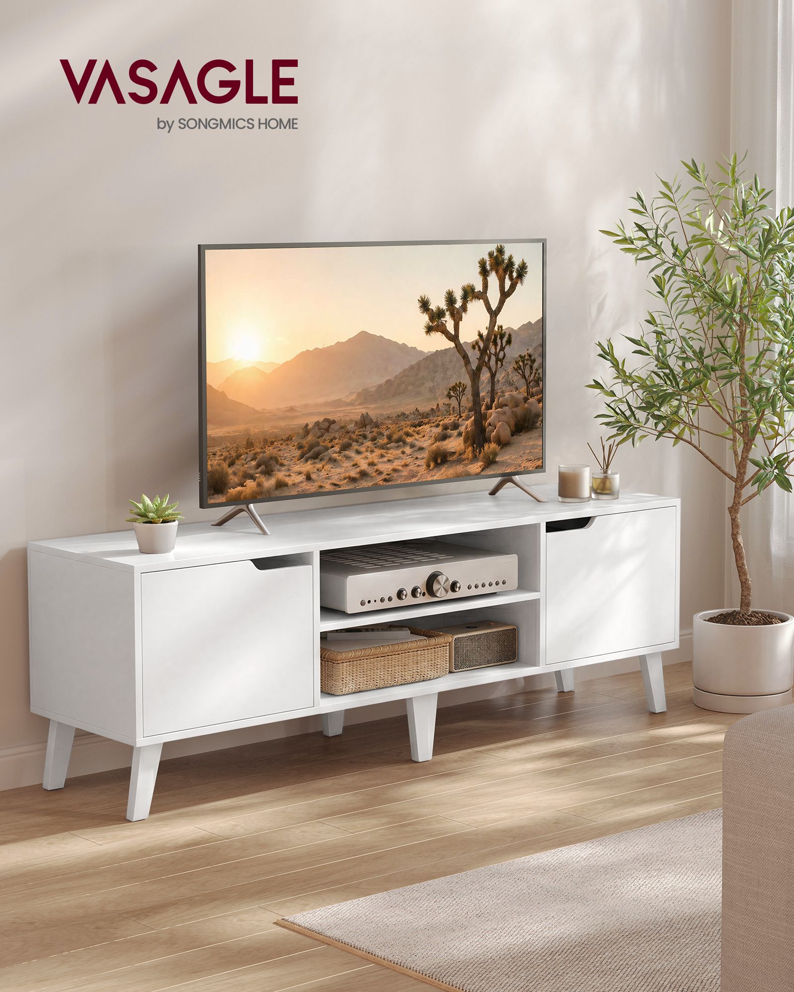 TV cabinet with adjustable shelf for TVs up to 65 inches