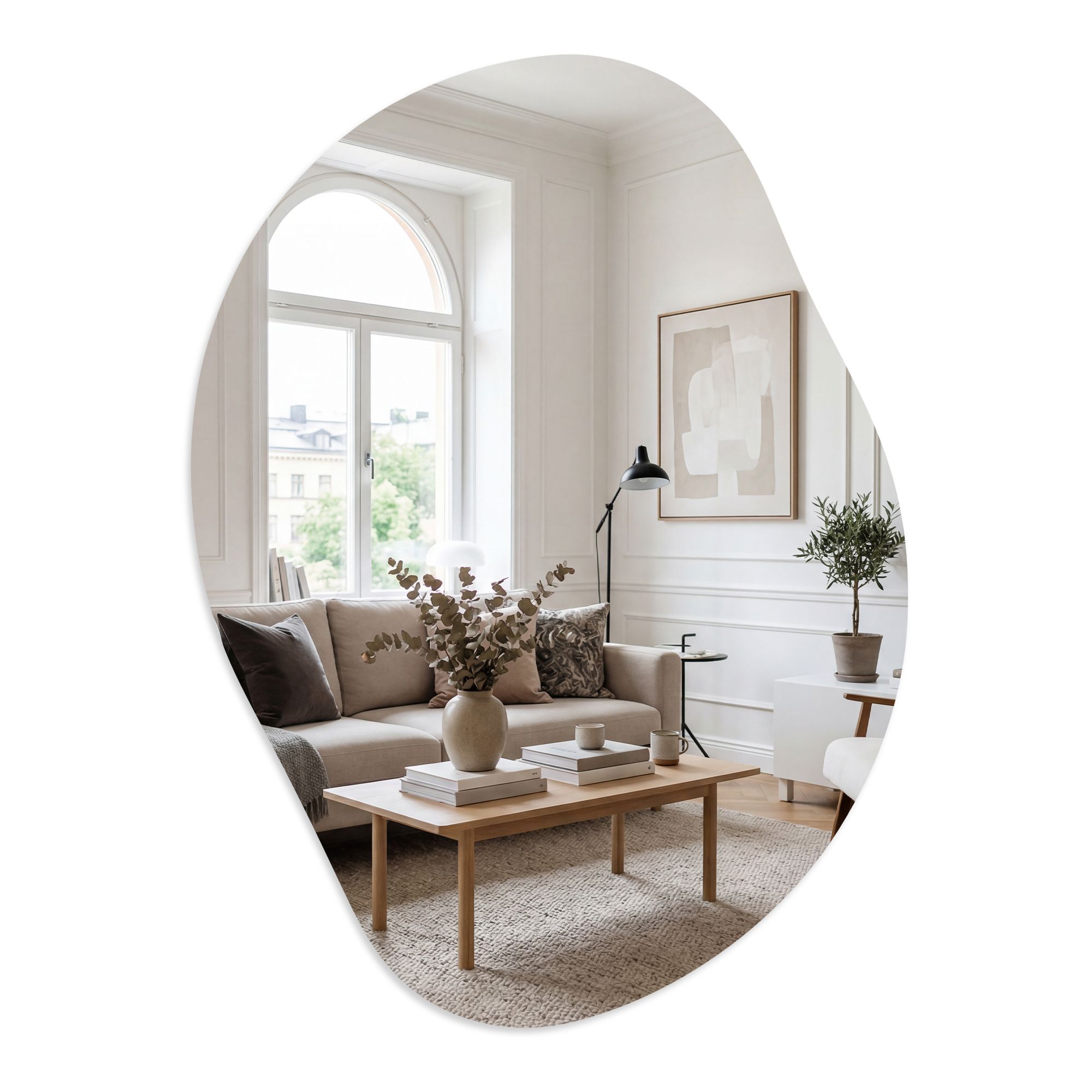 Wall mirror, frameless mirror in a flower-petal shape, asymmetrical - Image 2