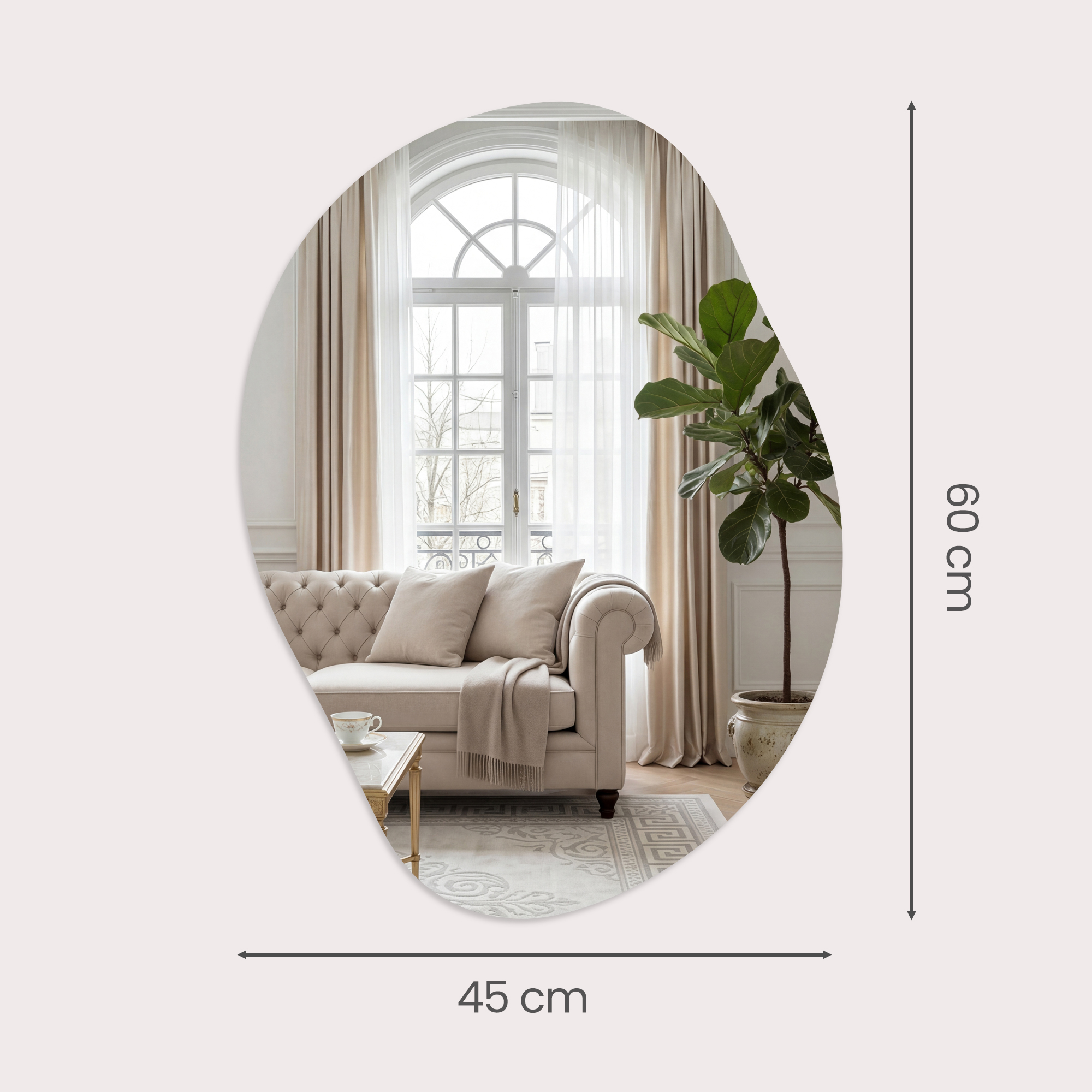 Wall mirror, frameless mirror in a flower-petal shape, asymmetrical - Image 3