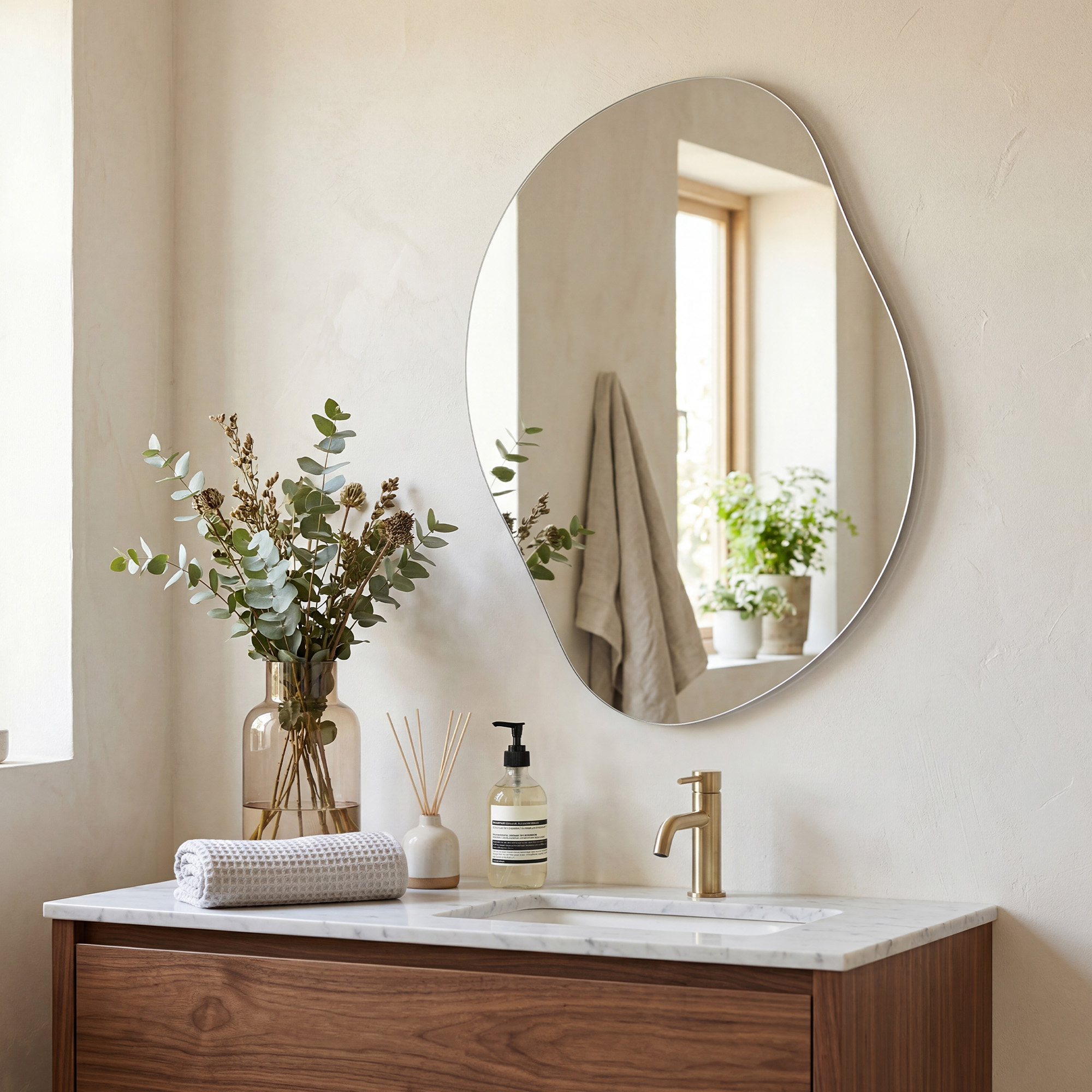 Wall mirror, frameless mirror in a flower-petal shape, asymmetrical - Image 4