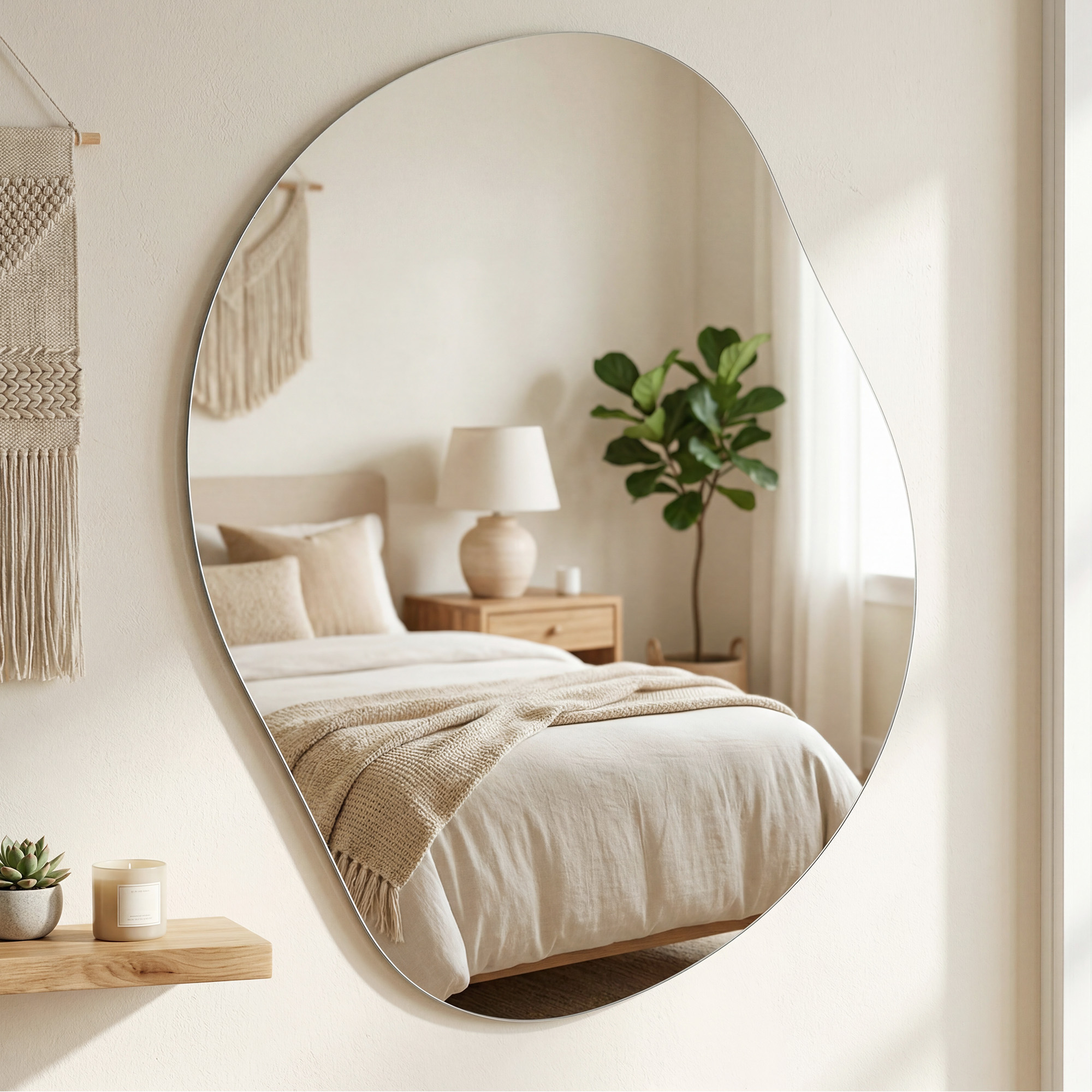 Wall mirror, frameless mirror in a flower-petal shape, asymmetrical - Image 5