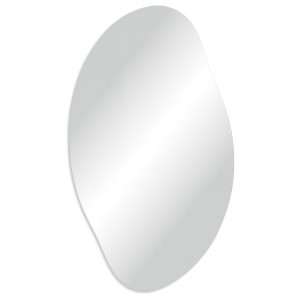Wall mirror, frameless mirror in the shape of a flower petal, asymmetrical