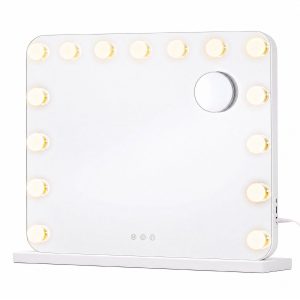 Hollywood make-up mirror with 15 dimmable LEDs
