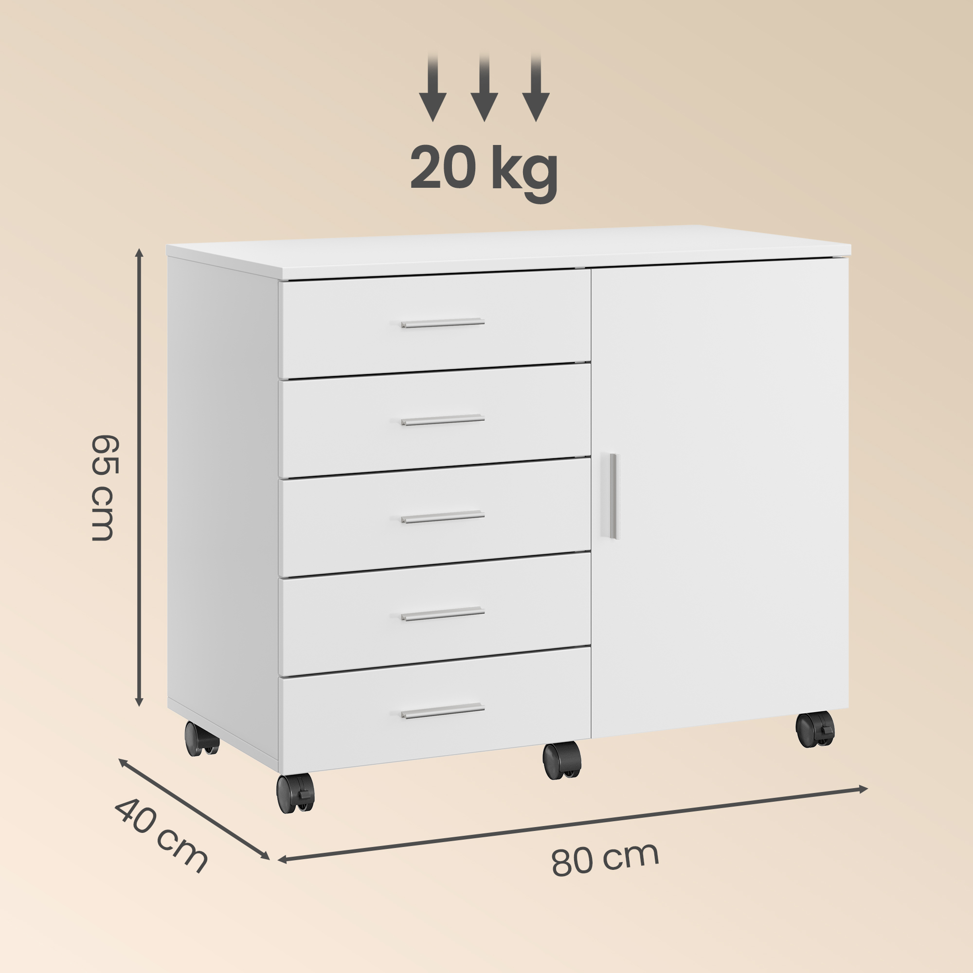 Rolling cabinet, filing cabinet, cabinet with door - Image 3