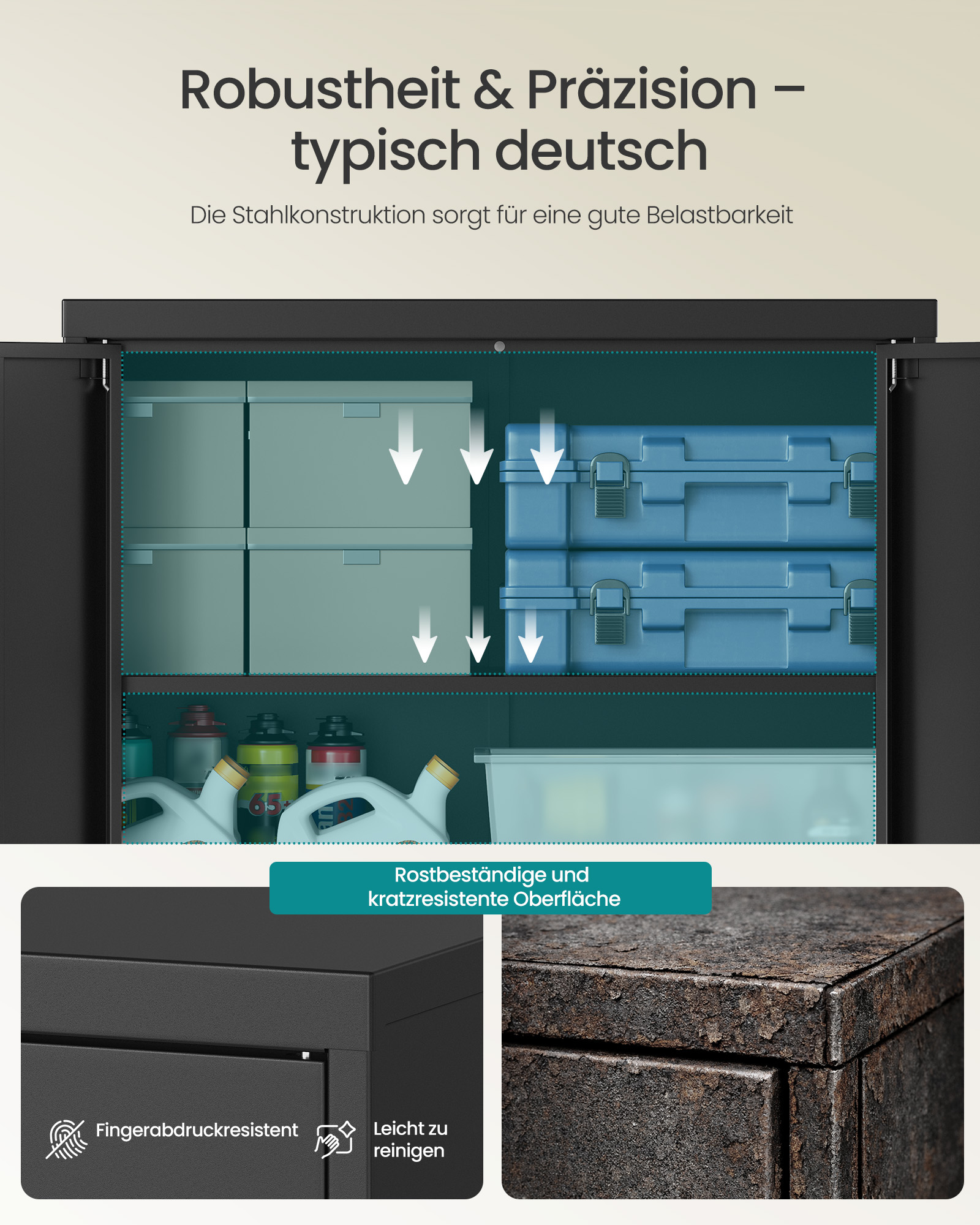 Lockable filing cabinet with 2 doors, 80 x 40 x 90 cm