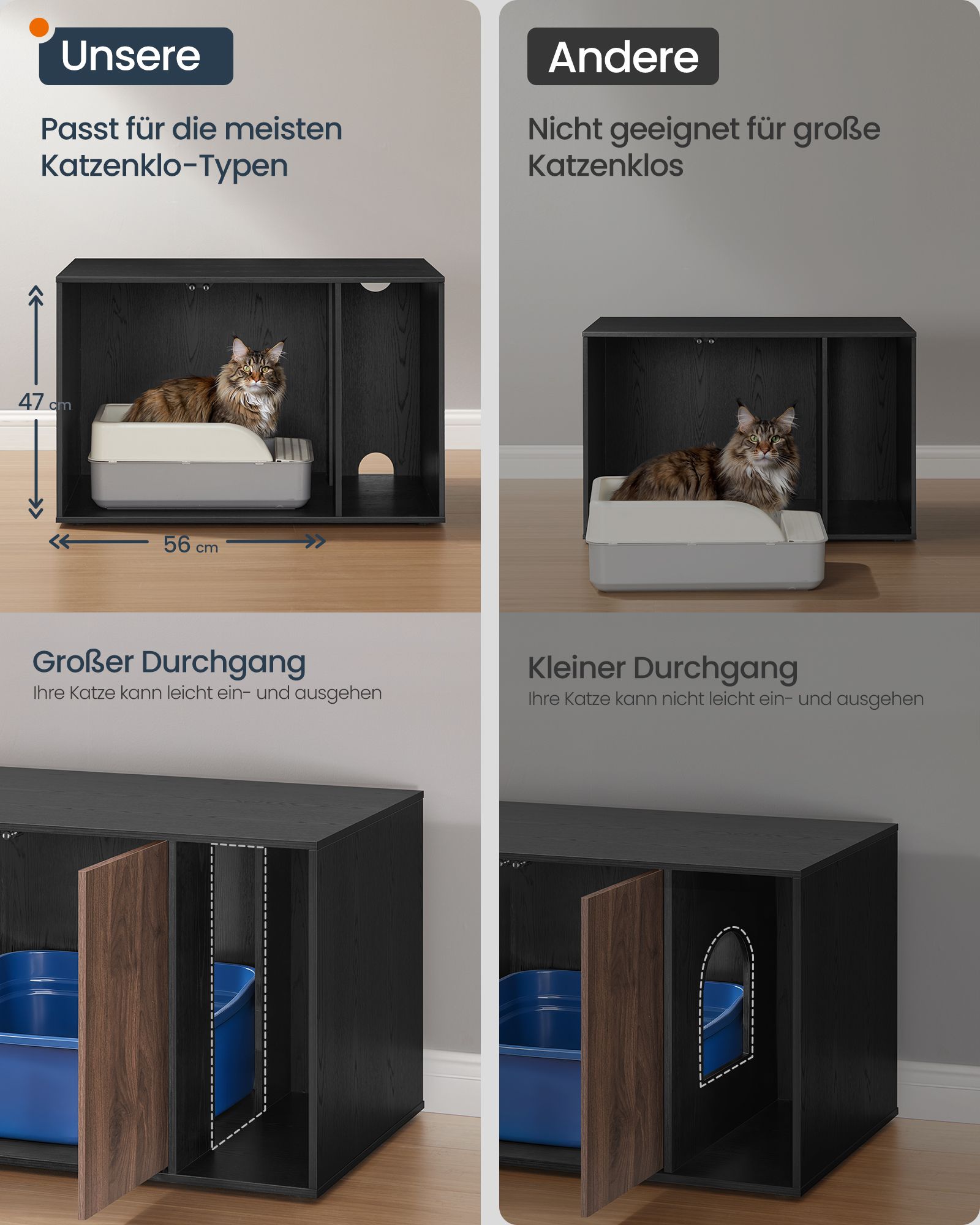 Kattetoiletskab med push-to-open-låger - Billede 5