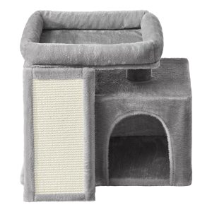 Small cat tree, scratching post with scratching board, cat cave and platform