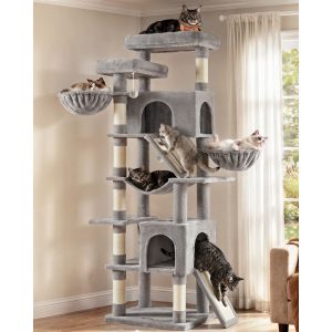 Large scratching post with scratching boards and sisal, 55 x 45 x 206 cm