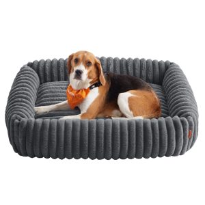 Lead-grey dog bed, 91 x 68 x 20 cm, orthopaedic, washable