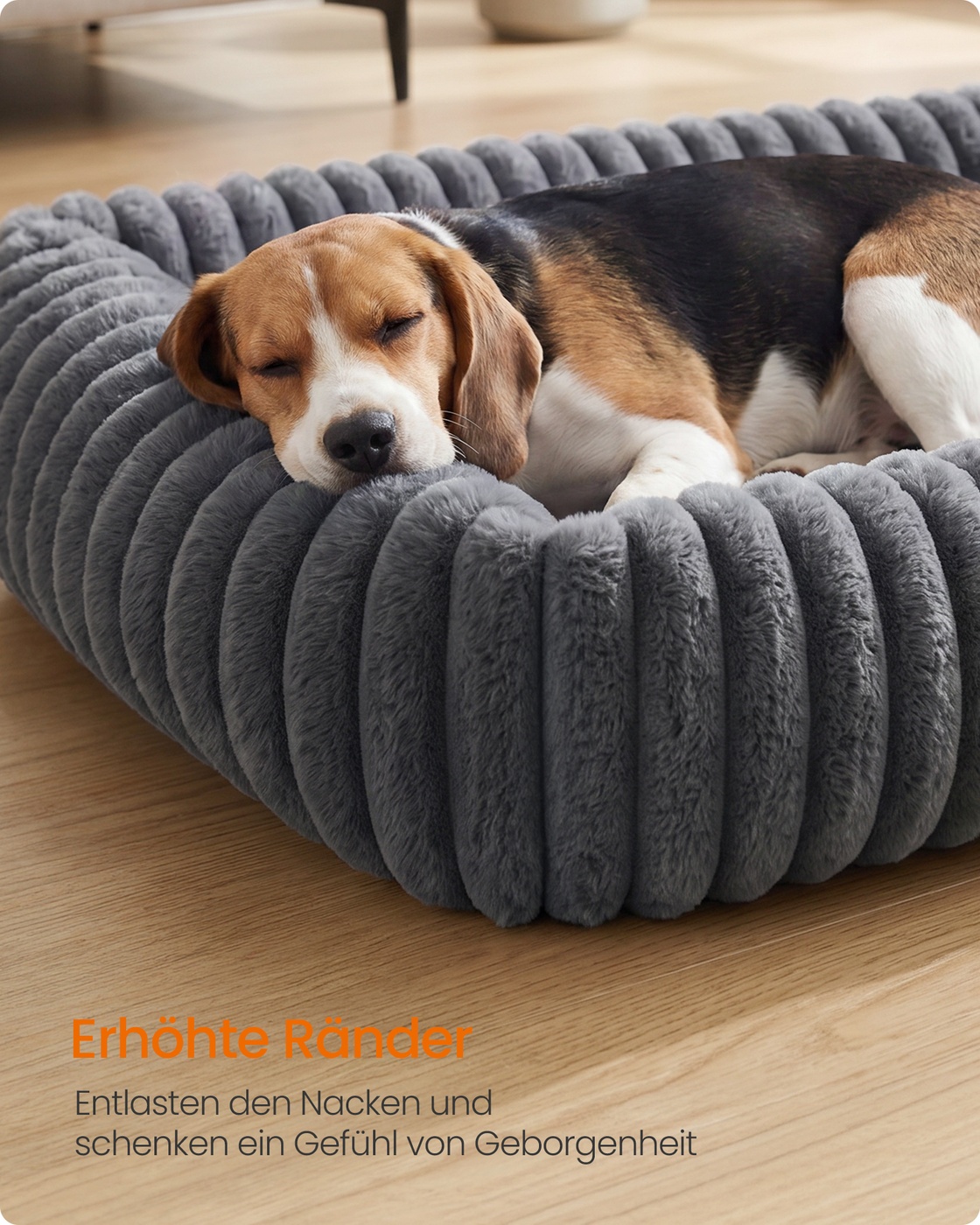 Lead-grey dog bed, 91 x 68 x 20 cm, orthopaedic, washable