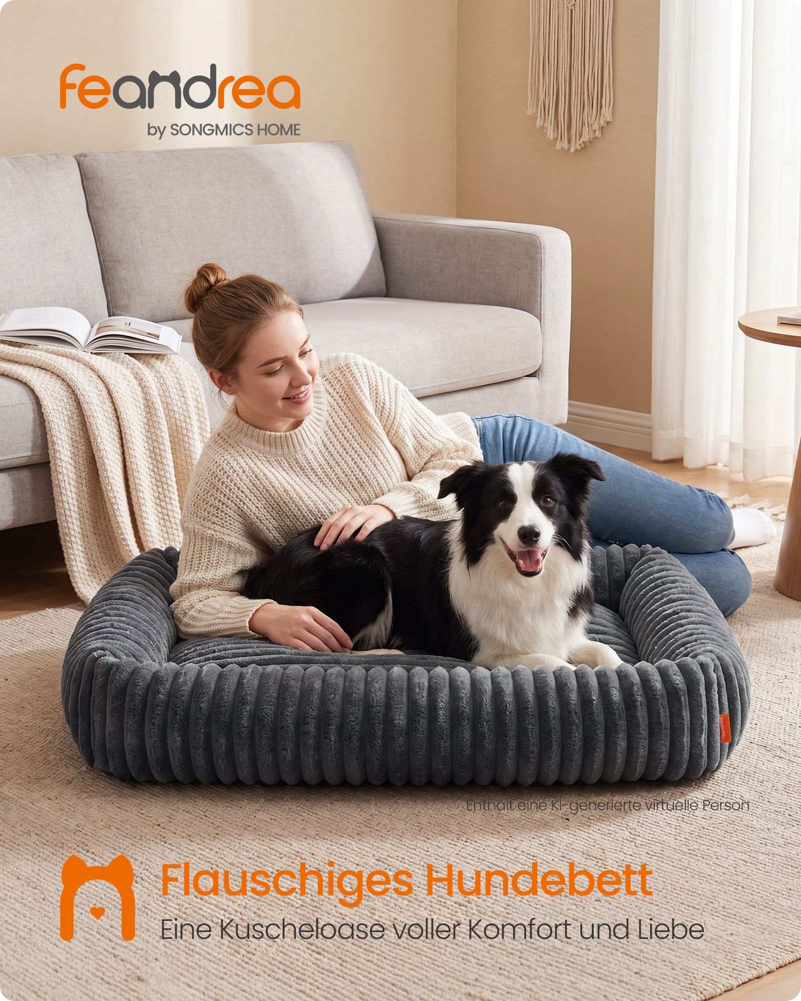 Stort ortopædisk hundeseng, 106 x 75 x 20 cm - Billede 2
