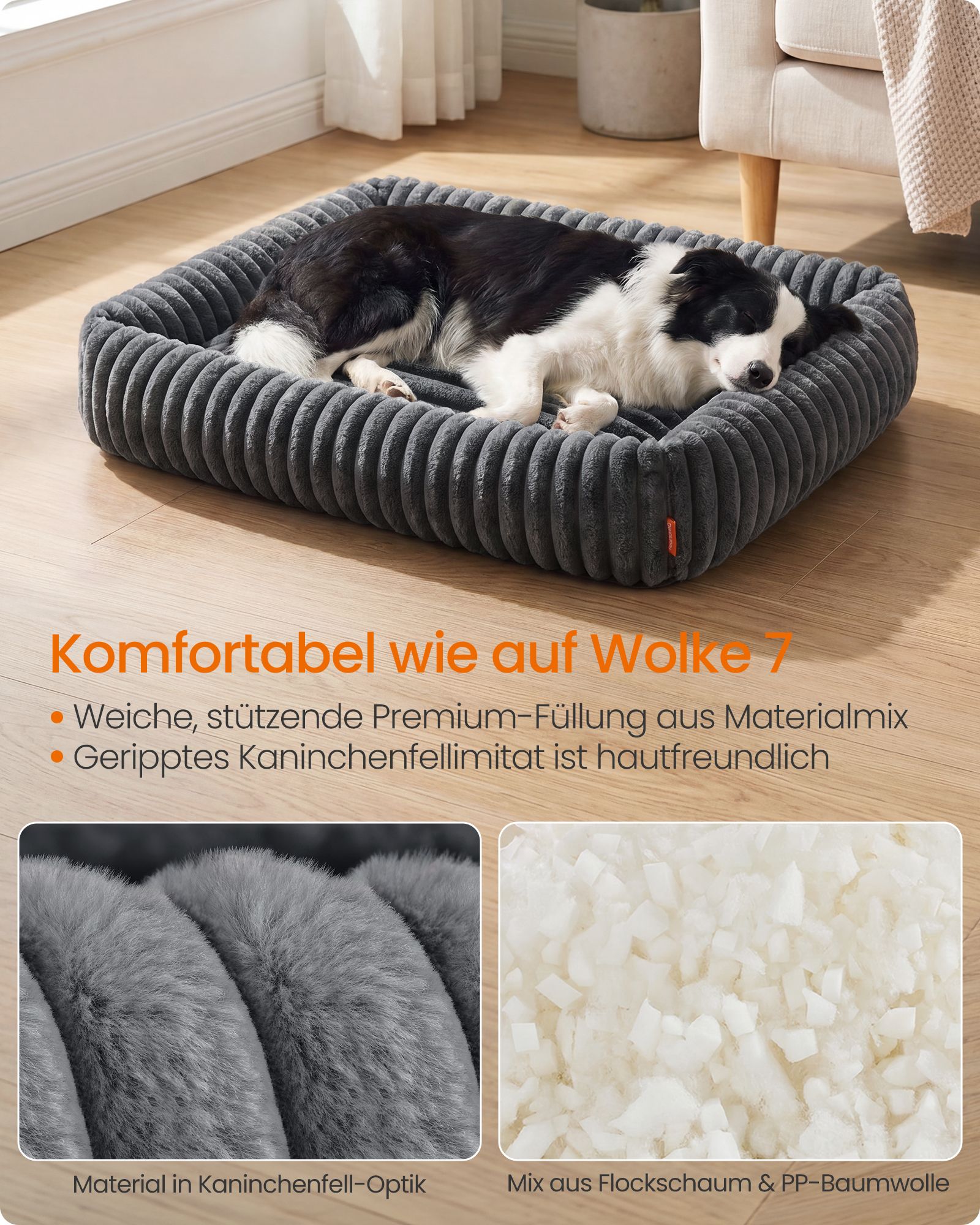 Stort ortopædisk hundeseng, 106 x 75 x 20 cm - Billede 3