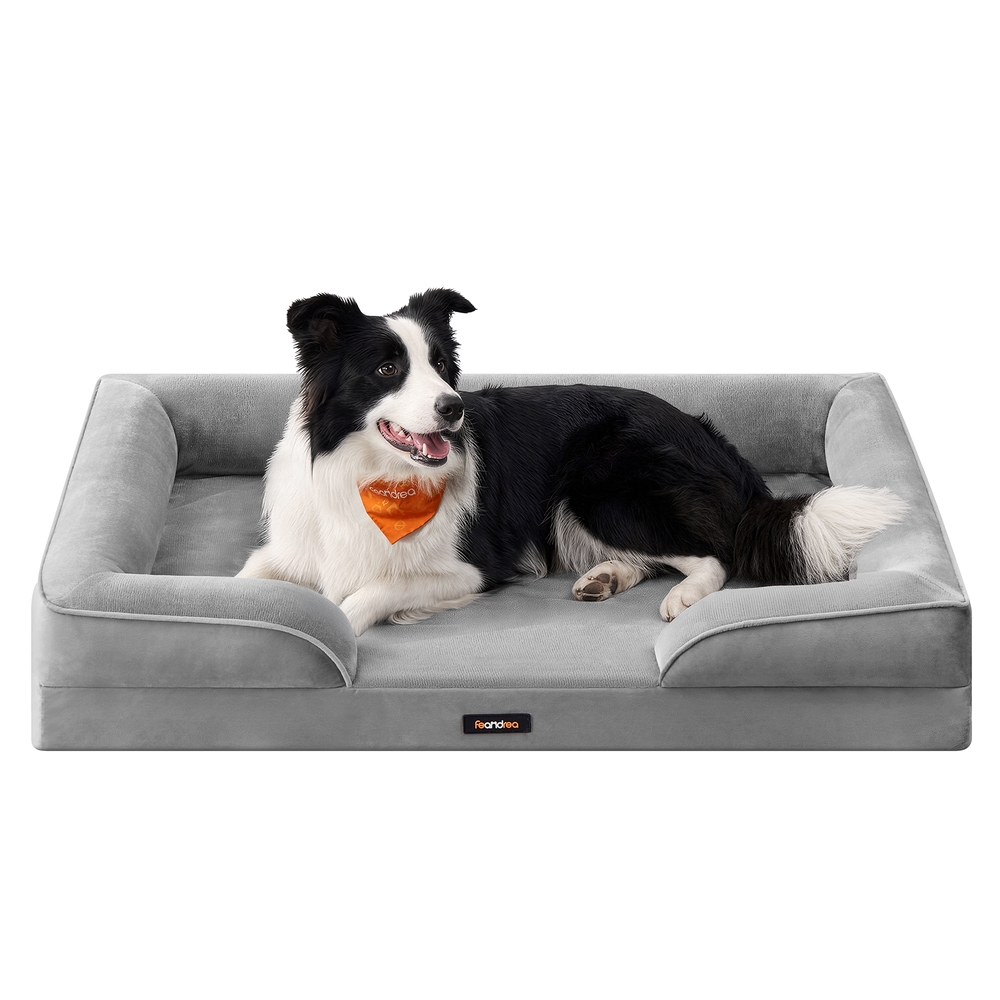 Orthopaedic dog bed, dove grey, 104 x 69 x 17 cm, dimpled foam