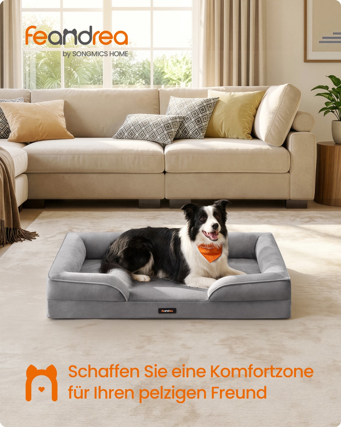 Orthopaedic dog bed, dove grey, 104 x 69 x 17 cm, dimpled foam