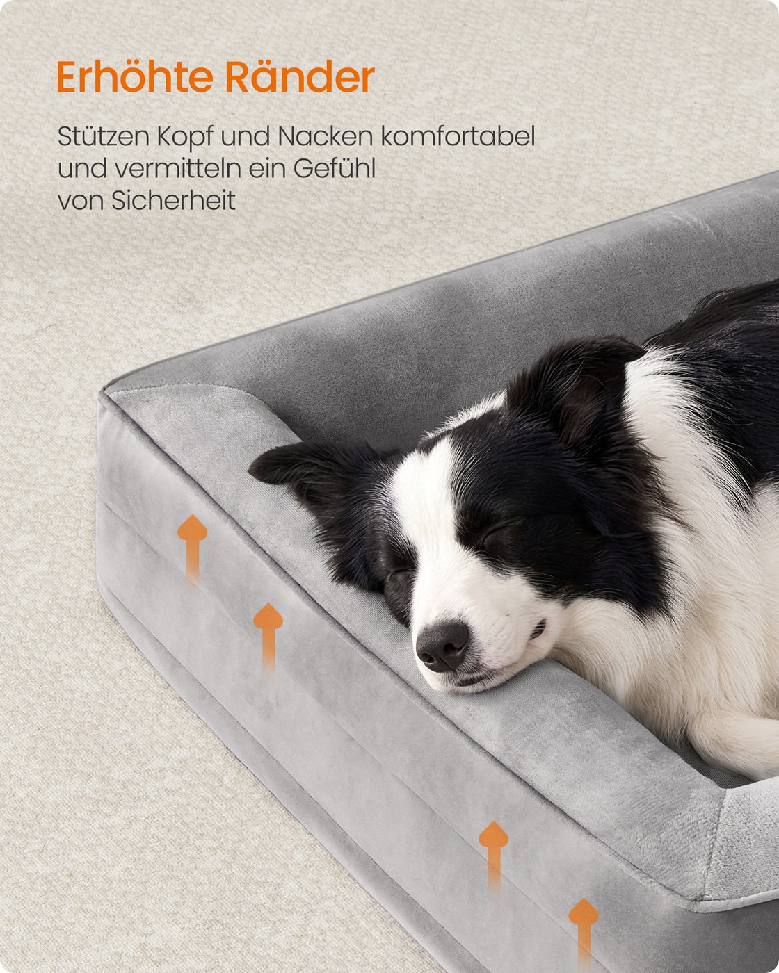 Orthopaedic dog bed, dove grey, 104 x 69 x 17 cm, dimpled foam