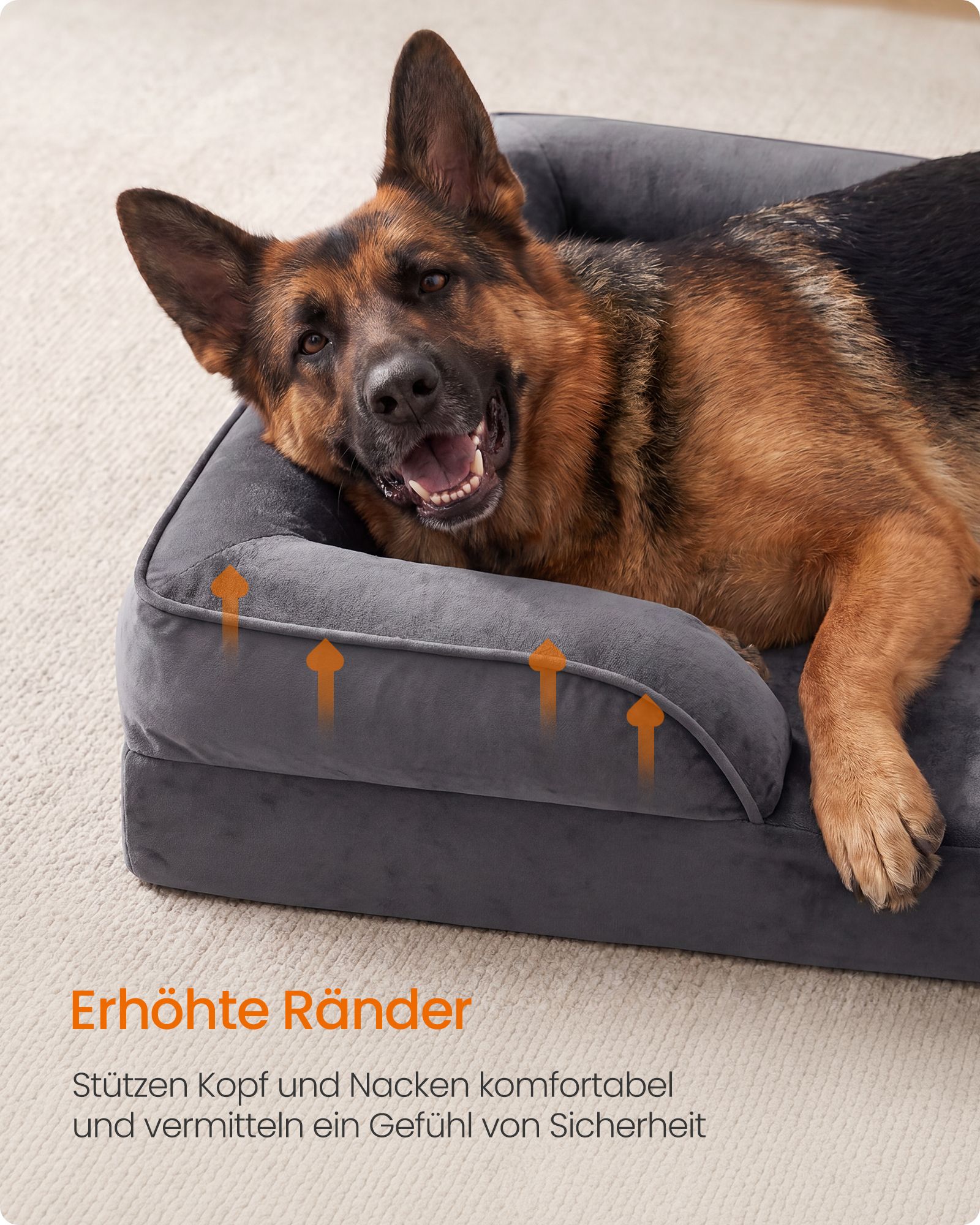 Orthopaedic dog bed with dog cushion, 122 x 85 x 17 cm