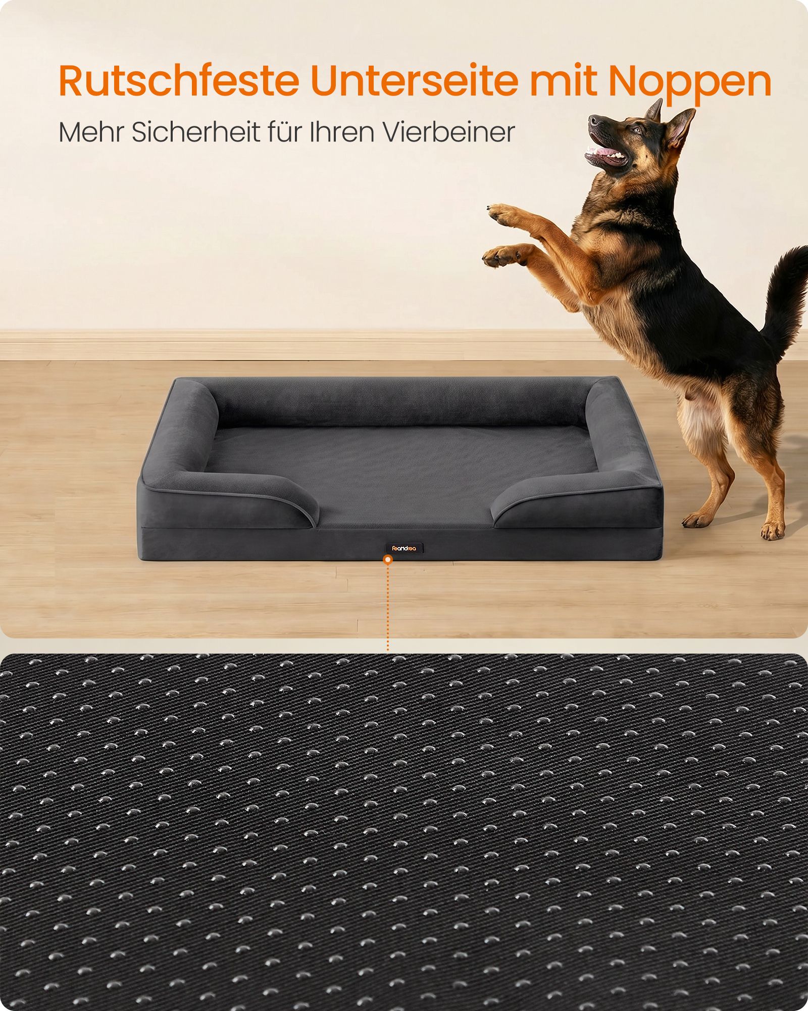 Orthopaedic dog bed with dog cushion, 122 x 85 x 17 cm