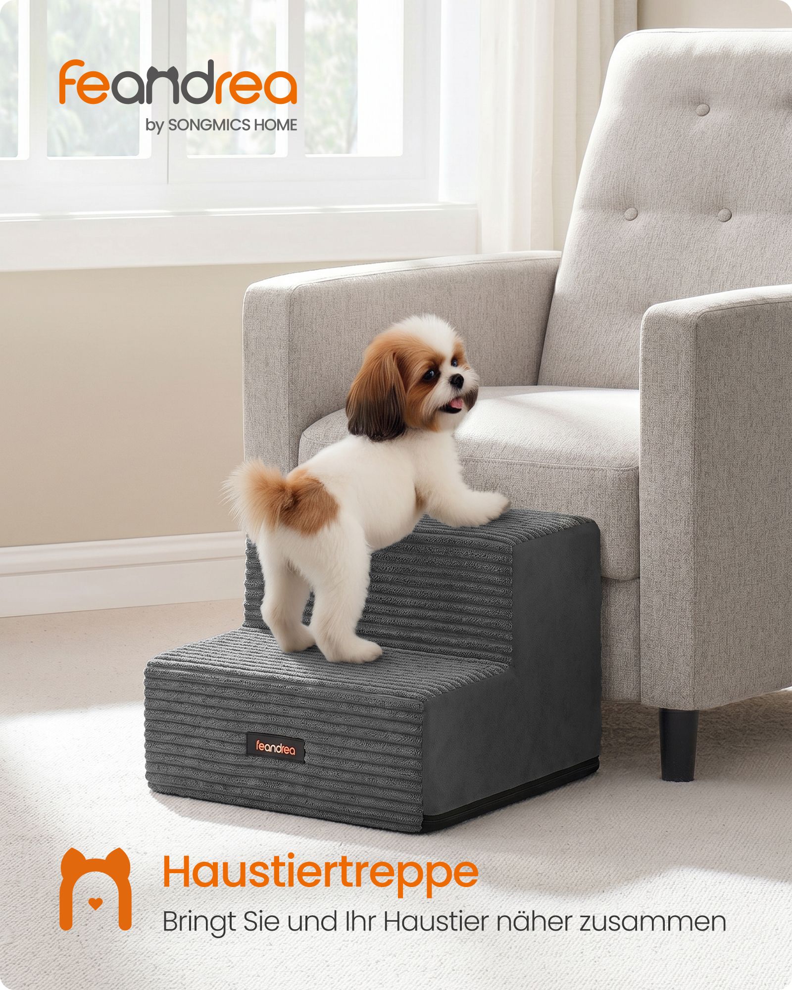 Foam dog steps with 2 steps in slate grey
