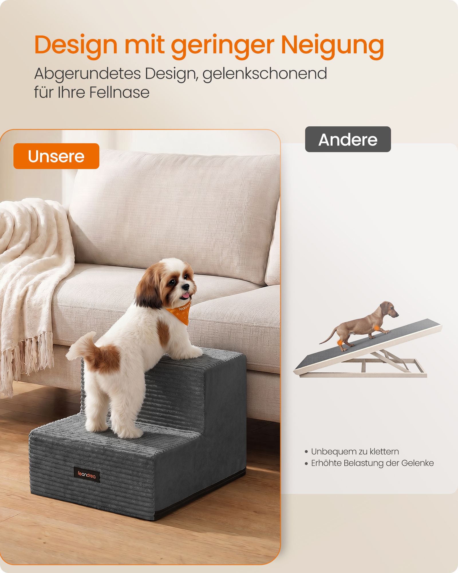 Foam dog steps with 2 steps in slate grey - Image 4