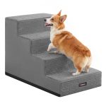 4-step foam dog stairs in dove grey