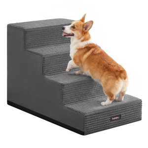 Dog steps, 4 steps, made of foam, washable, slate grey