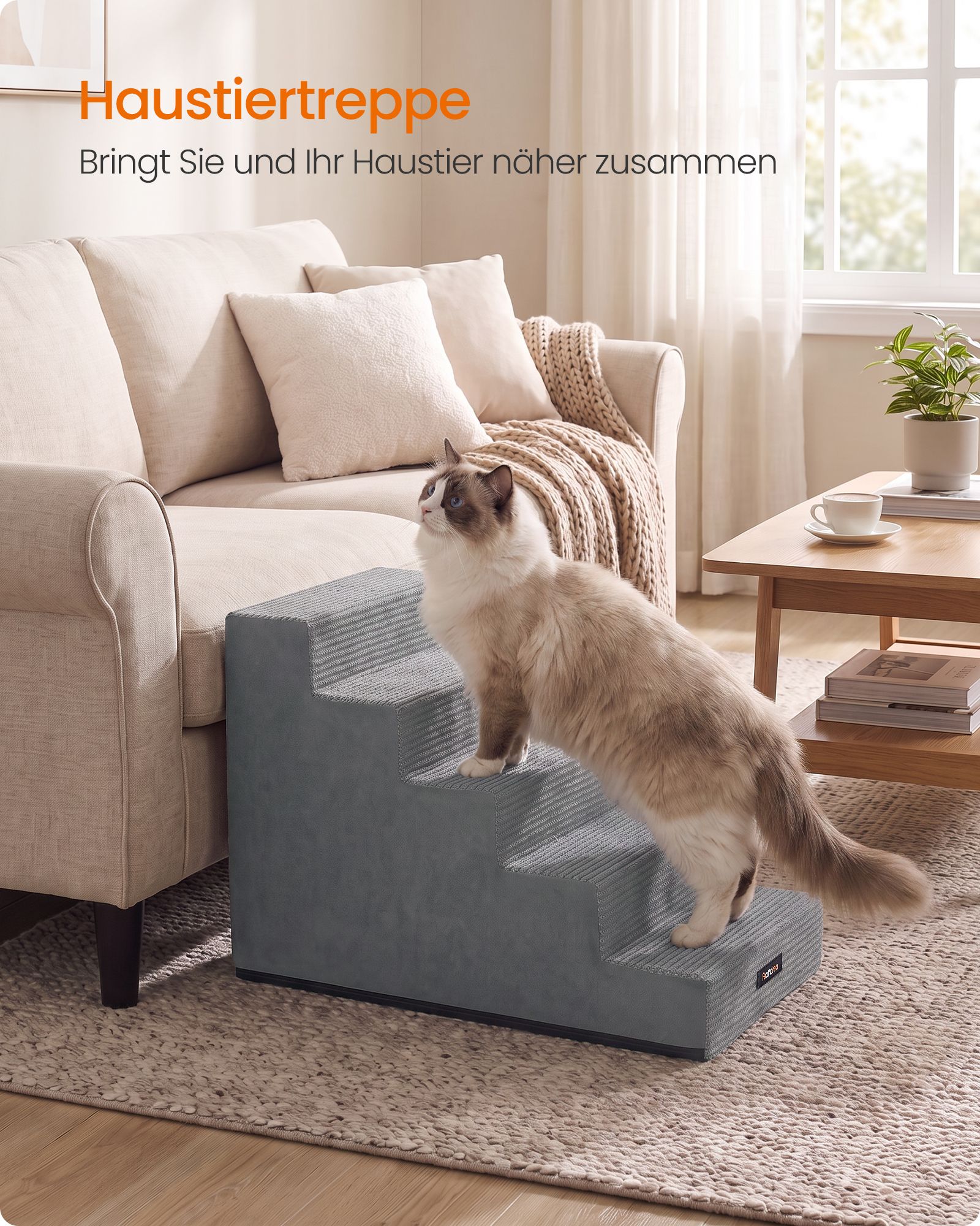 Foam dog steps with 5 steps, 76 x 40 x 57 cm