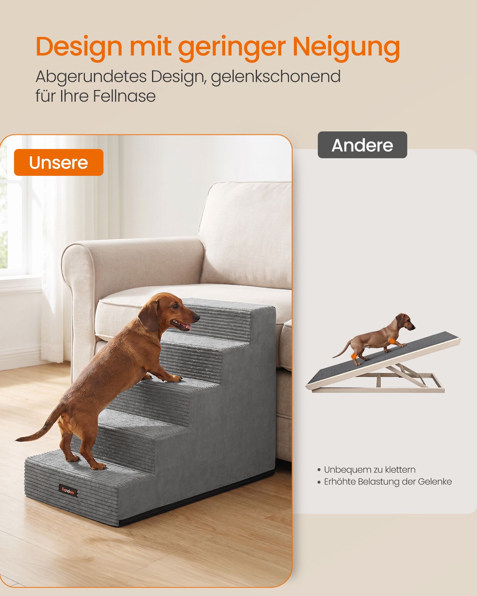 Foam dog steps with 5 steps, 76 x 40 x 57 cm