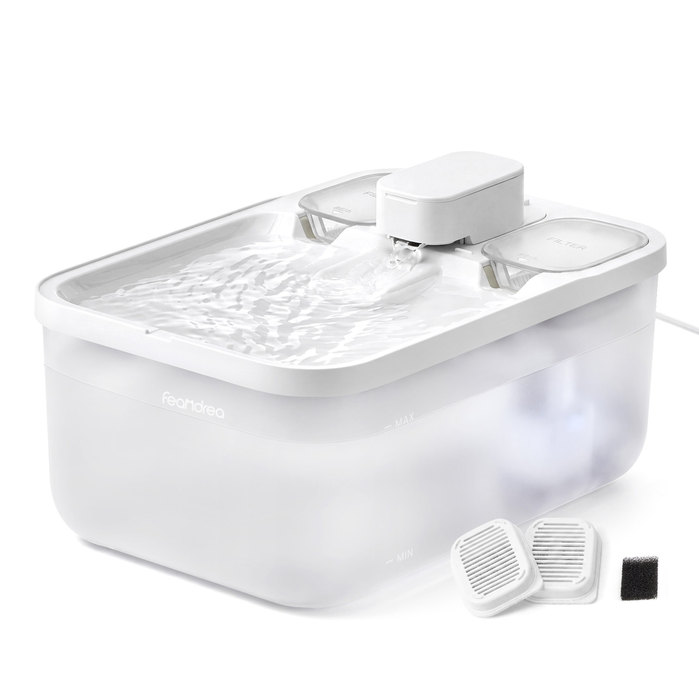 Kattefontæne, skyhvid, 4,5 l, lydsvag, med 3 filtre - Billede 2
