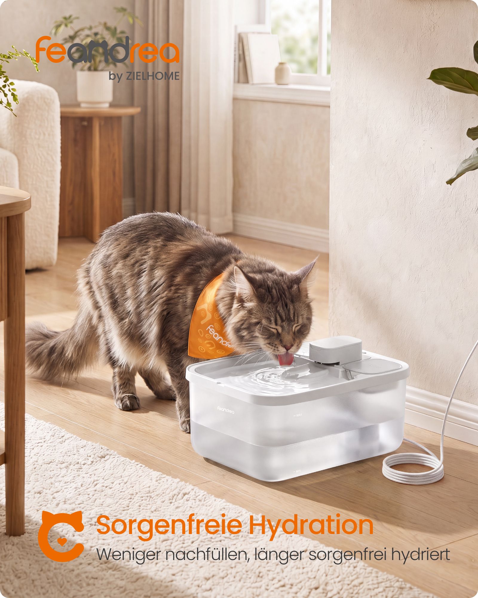 White cat fountain, 4.5L, quiet, with 12 filters