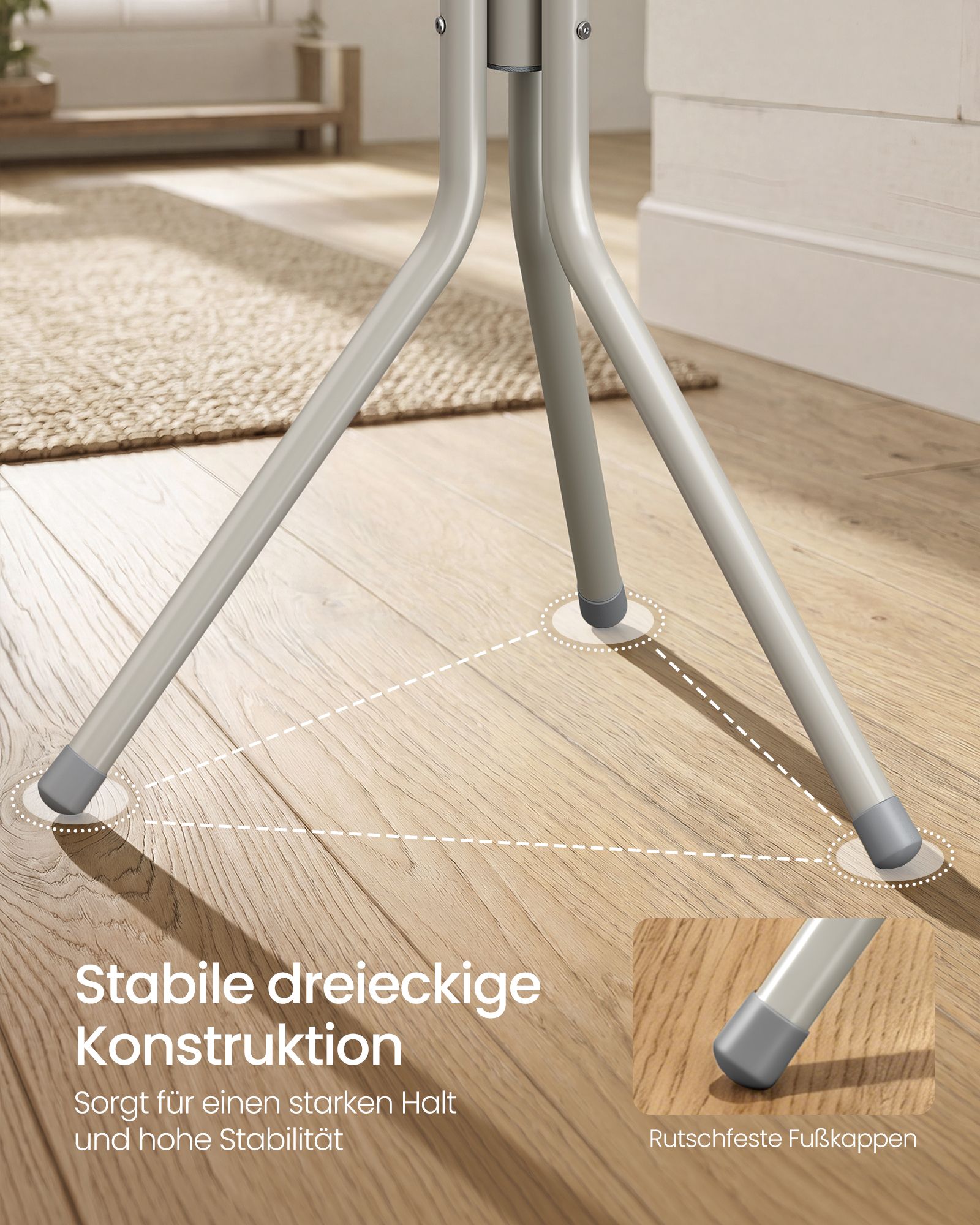 Beige metal coat rack with 16 hooks