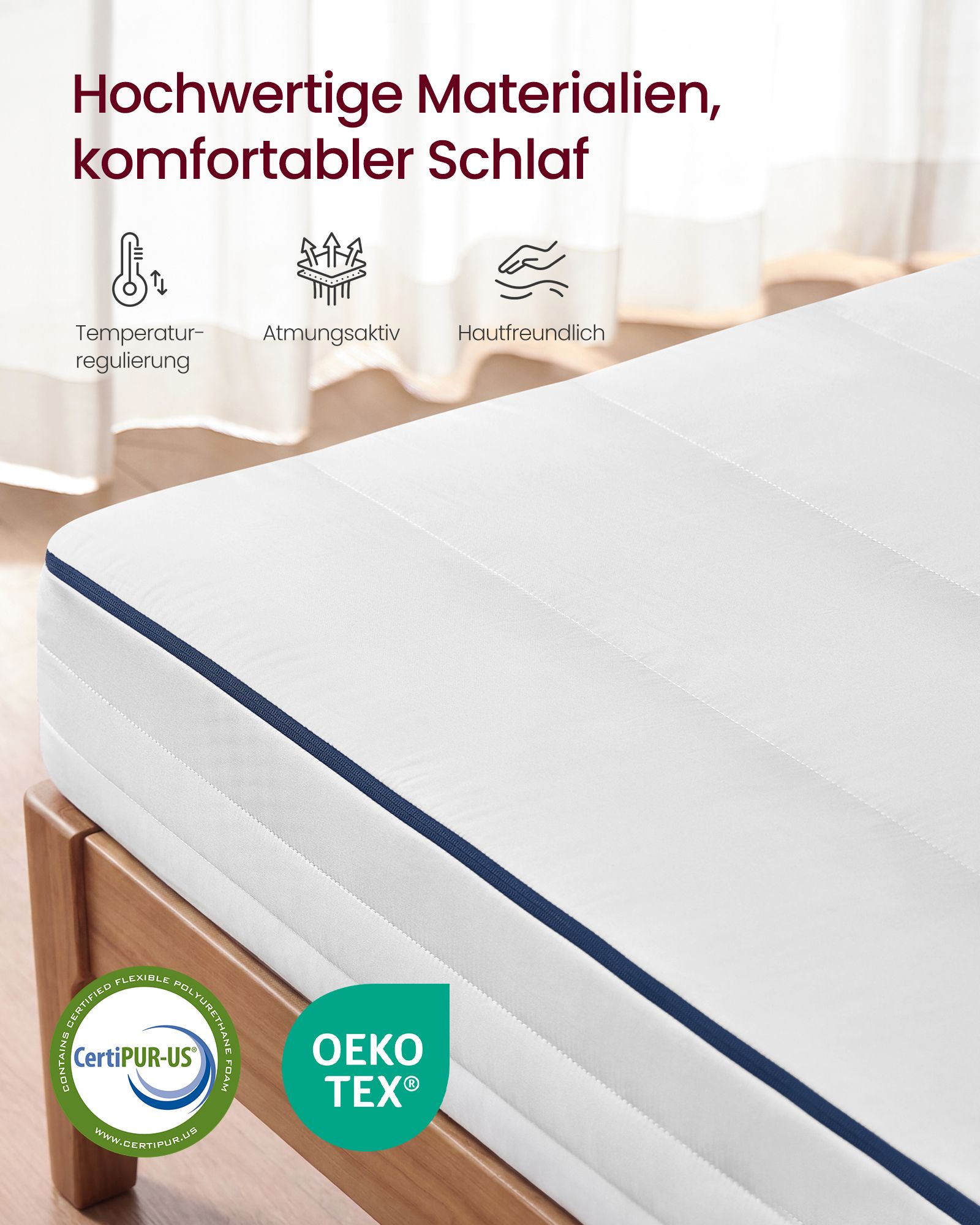 Mattress, 160 x 200 cm, double mattress made from gel memory foam