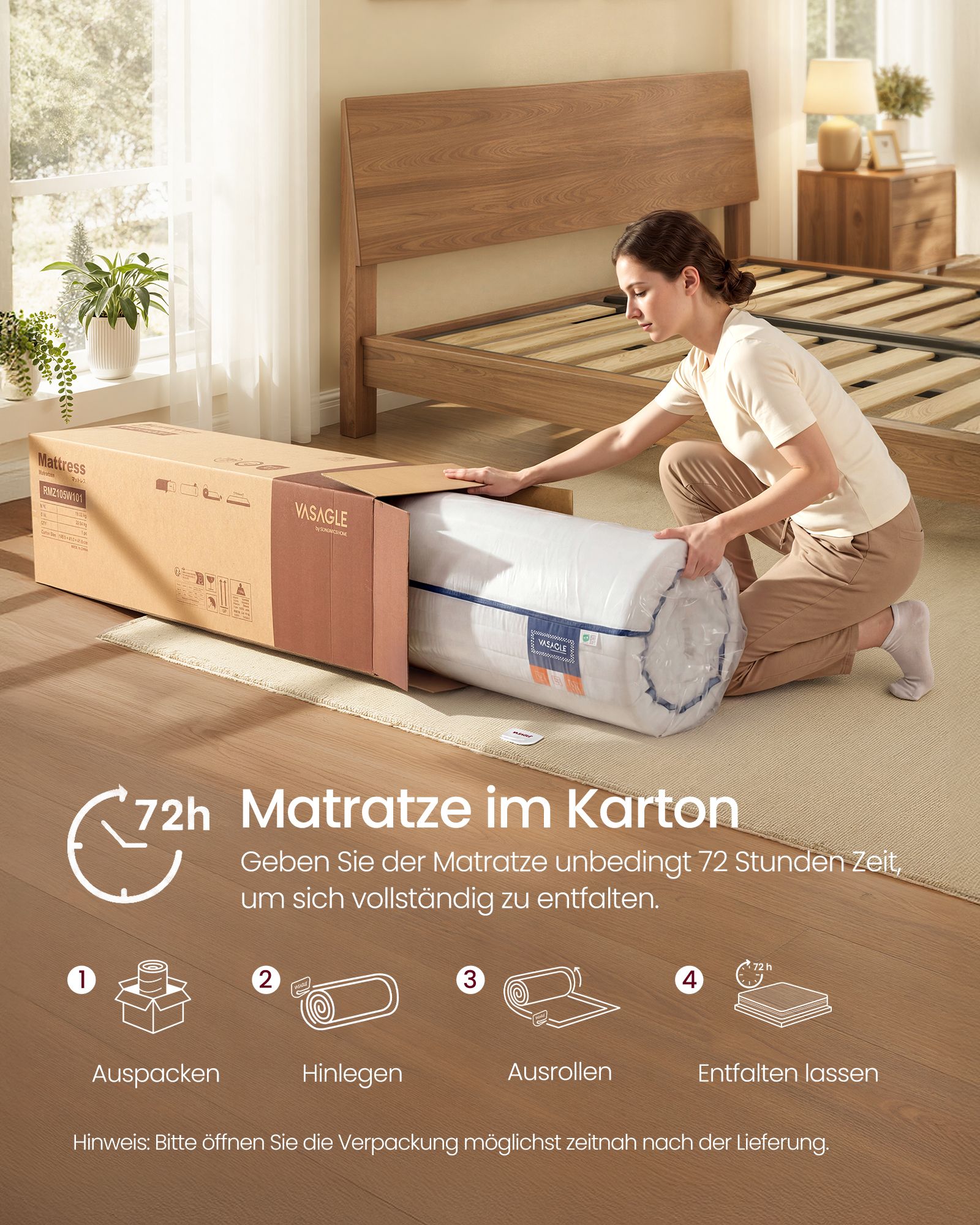 Mattress, 160 x 200 cm, double mattress made from gel memory foam