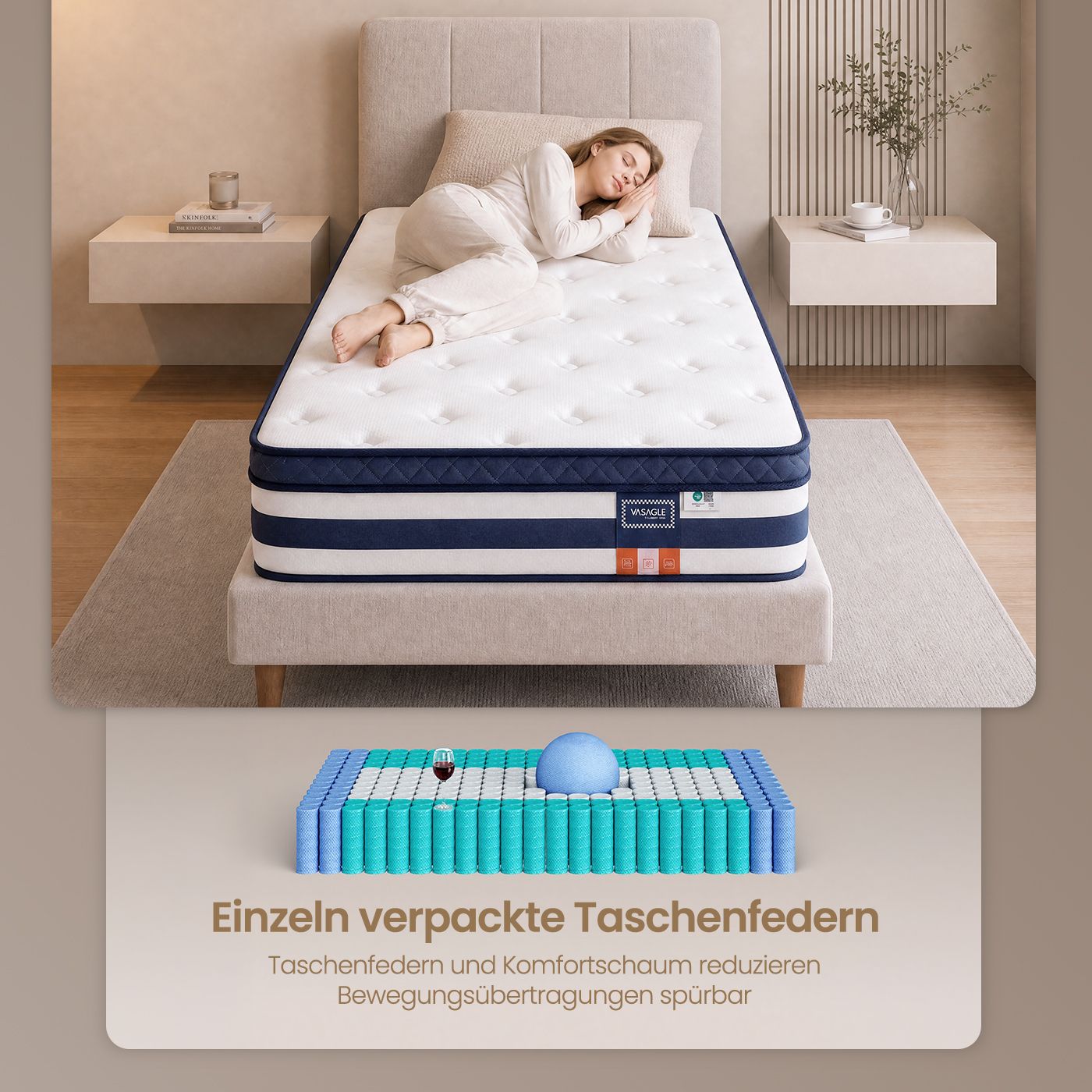 7-zone pocket spring mattress with gel memory foam