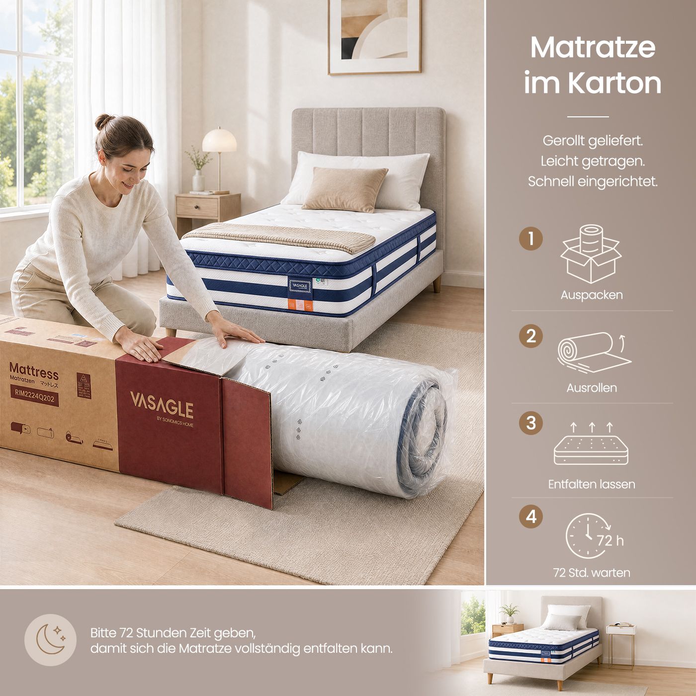 7-zone pocket spring mattress with gel memory foam