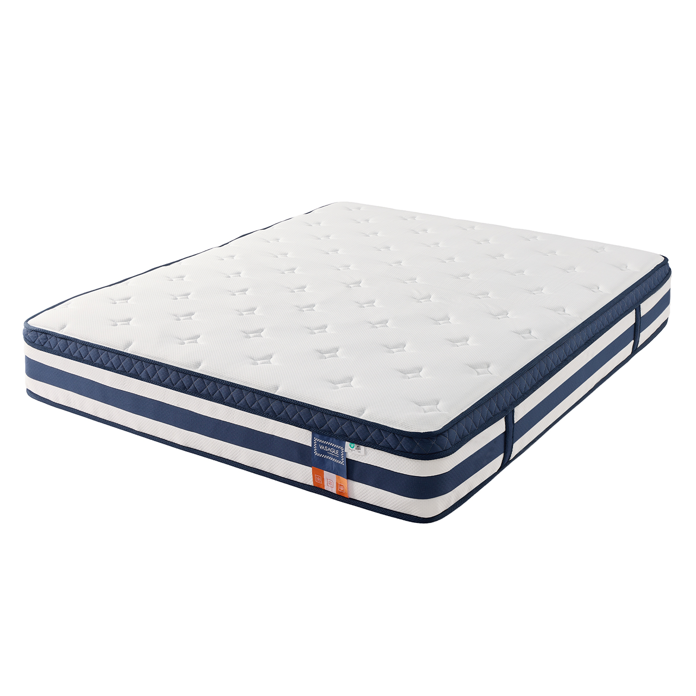 7-zone pocket spring mattress with gel memory foam, H3 medium firm, 160 x 200 x 25 cm, blue
