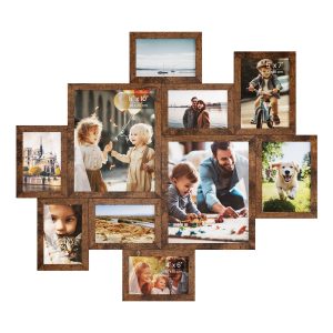 Set of 10 black PVC picture frames, various sizes