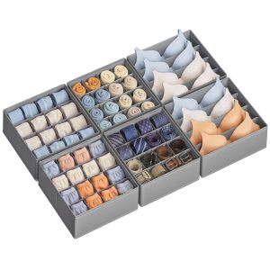 Foldable drawer organisers, storage boxes in a set of 6