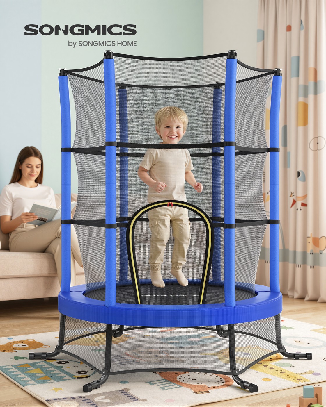 Trampolin til børn, 174 cm børnetrampolin med sikkerhedsnet - Billede 2