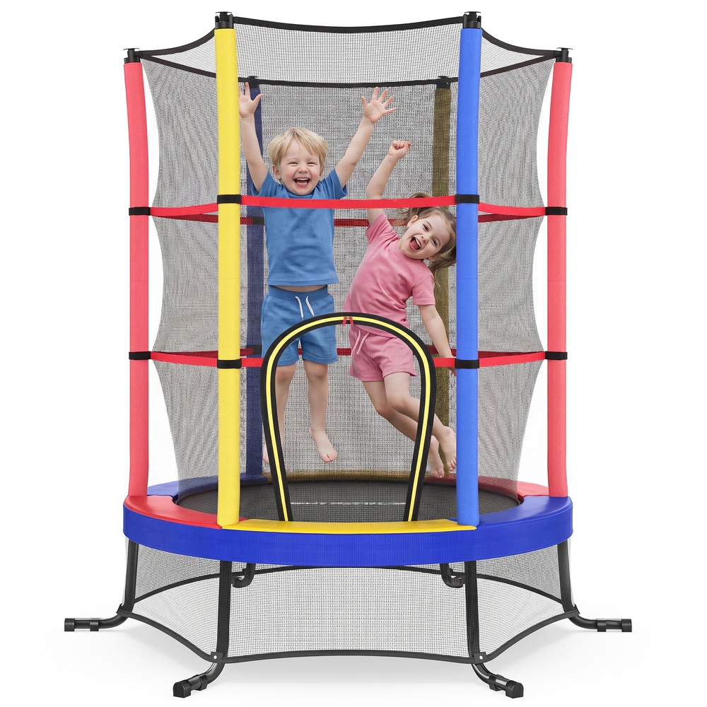 Children’s trampoline, 174 cm children’s trampoline with safety net, edge cover