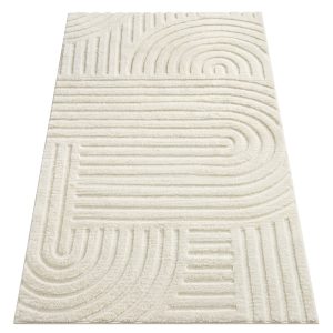 3D rug, cream white, 150 x 80 cm, machine-washable, non-slip