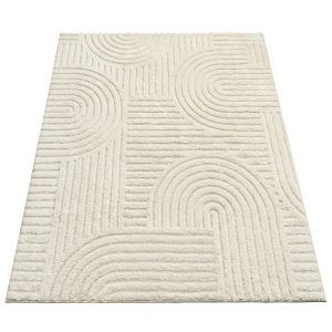 3D cream-white rug, 170 x 120 cm, machine-washable, non-slip