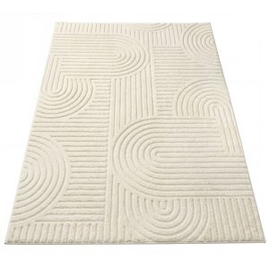 3D rug, cream white, 230 x 160 cm, machine washable, non-slip