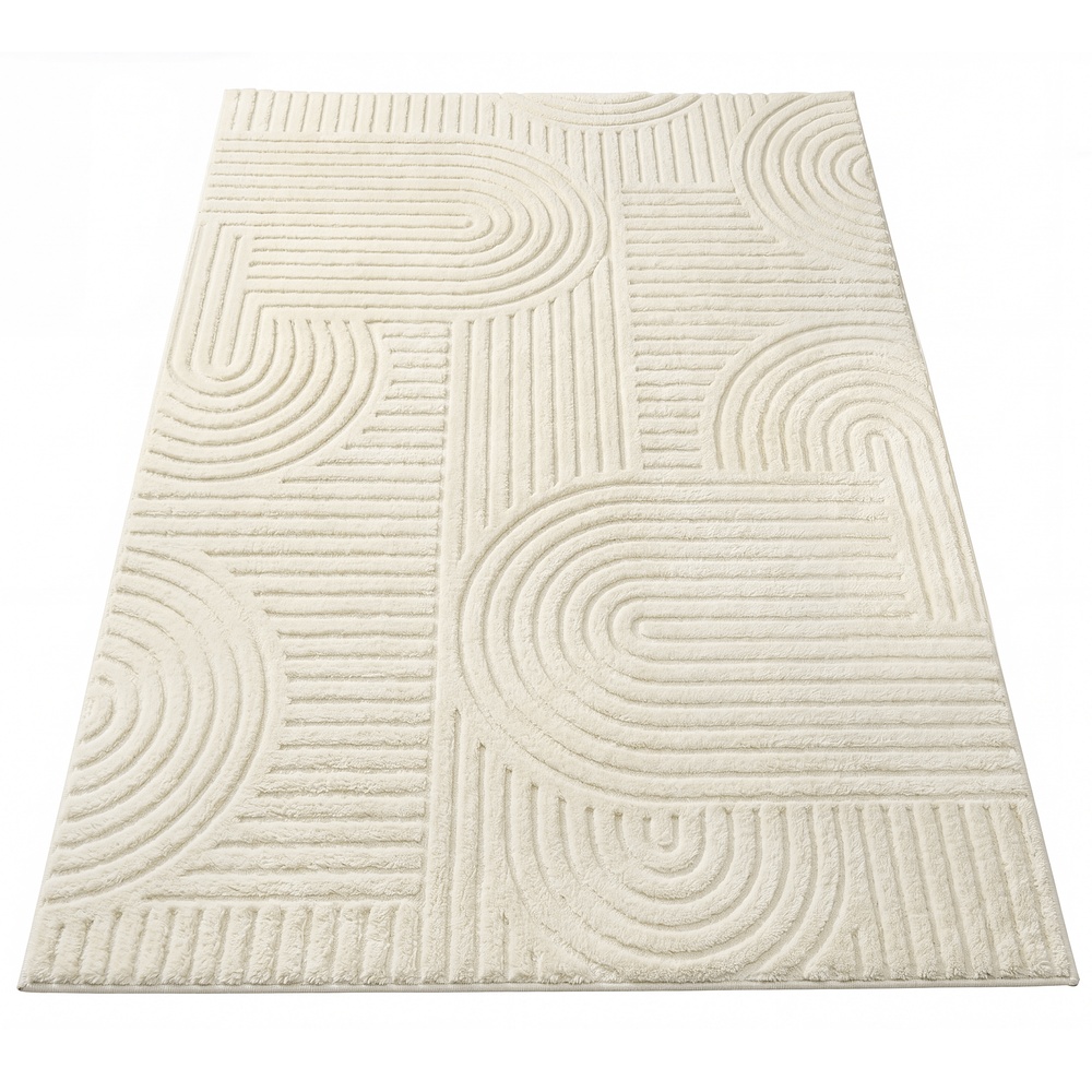 3D rug, cream white, 230 x 160 cm, machine washable, non-slip