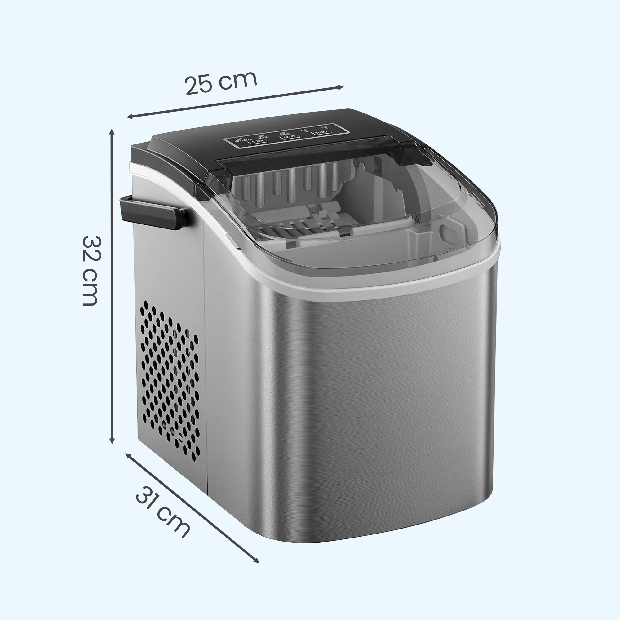 Portable ice cube maker, self-cleaning ice cube machine, 2 cube sizes