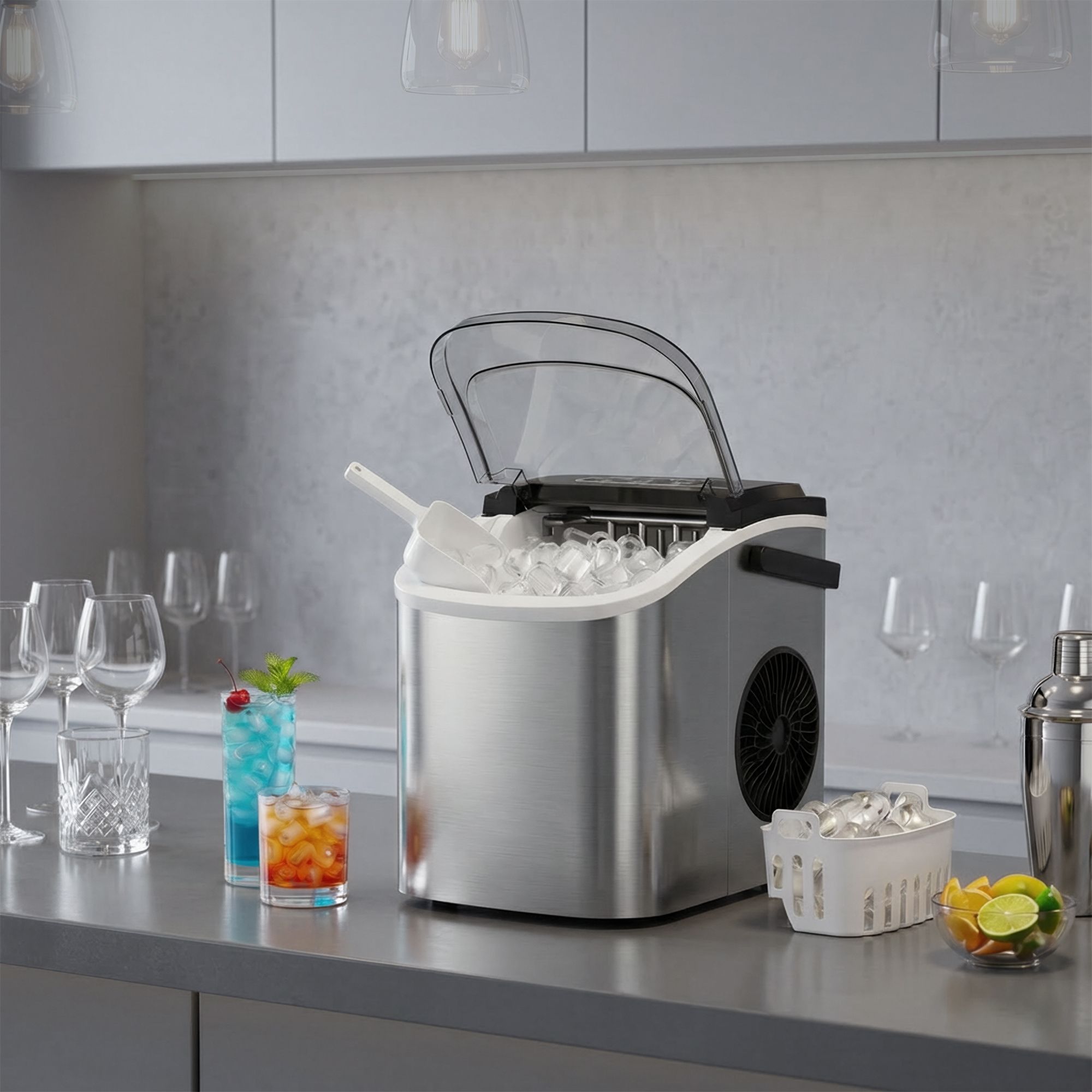 Portable ice cube maker, self-cleaning ice cube machine, 2 cube sizes - Image 5
